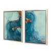 24"x17.5" Set of 2 Deep Blue Abstract Framed Printed Acrylic Wall Arts Green/Gold - A&B Home - 3 of 4