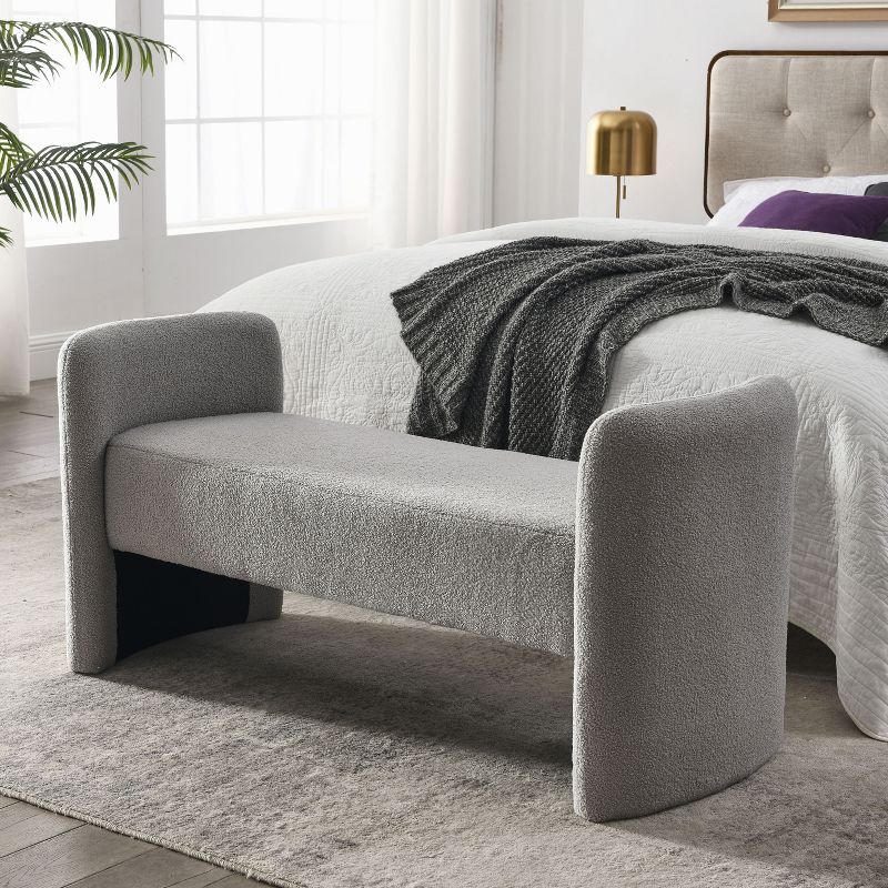 Donna 52" Large Storage Ottoman Upholstered Teddy Bench With Solid wood legs-Maison Boucle, 2 of 9