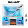 58" Modern TV Stand with 3D Electric Fireplace, LED Lights, Glass Shelves, USB Charging Outlet, Wood Finish, Fits TVs up to 62" for Entryway - 2 of 4