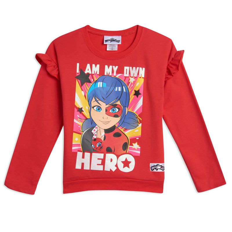 Miraculous Ladybug Girls French Terry Pullover T-Shirt Jogger and Pants Little Kid to Big Kid , 2 of 9