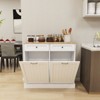 Okak Stoage Cabinet with 2 Tilt-Out Drawers and 2 Sliding Drawers, Sideboard Cabinet with Wood Color Table Top, Kitchen Cabinet for Dining Room, White - 3 of 4