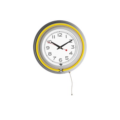 Hastings Home Retro Neon Wall Clock - 14.5", Yellow