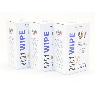 Hustle Clean Body Wipes - Unscented -10pc/3pk