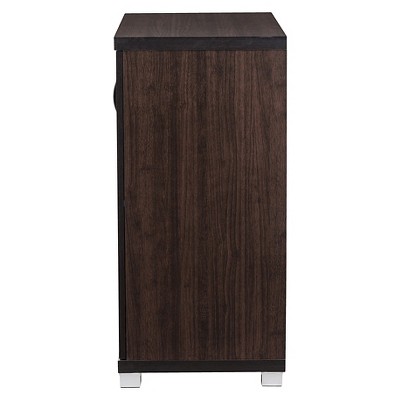 Zentra Dark Brown Glass Door Sideboard Storage Cabinet