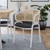 LeisureMod Ervilla Wicker Back Dining Chair with Leather Seat and Steel Frame, Comfortable Seating for Dining Rooms and Kitchens - 2 of 4