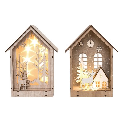 Transpac MDF Light Up Laser Cut Outdoor Holiday S Home Decorations Set of 2 Christmas