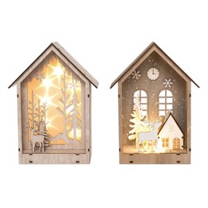 Transpac MDF Light Up Laser Cut Outdoor Holiday S Home Decorations Set of 2 Christmas - 1 of 1