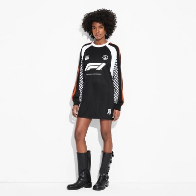 Women's Formula 1 Long Sleeve Graphic T-Shirt Dress - Black S/M