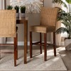 Racquel Natural Rattan & Mahogany Wood Barstool: Ergonomic, No Assembly - bali & pari - 3 of 4