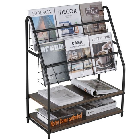 Vecelo Small Bookshelf With Metal Frame For Small Spaces, Free Standing ...