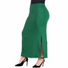24seven Comfort Apparel Plus Size Versatile Side Slit Elastic Waist Maxi Skirt - 2 of 4