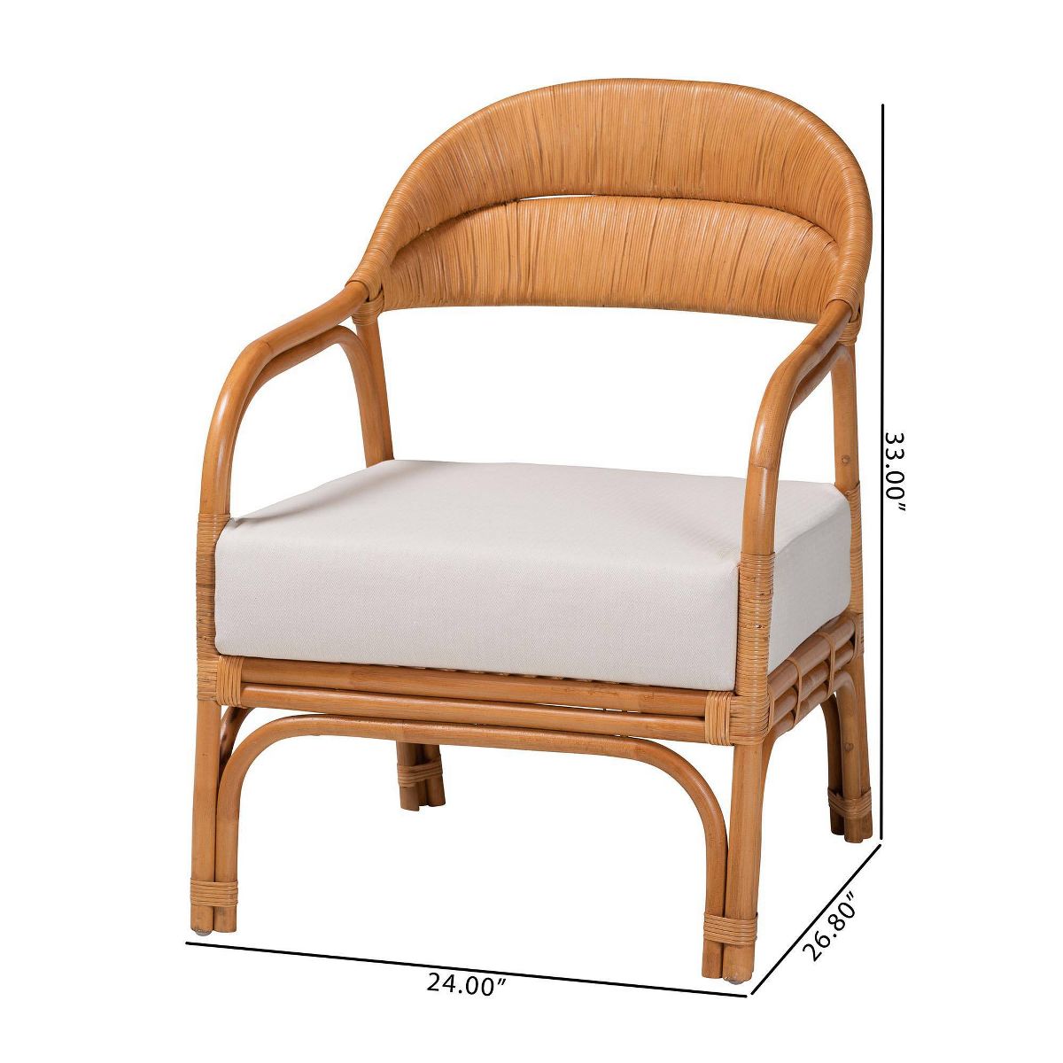 bali & pari Marisa Rattan Arm Chair Light Honey