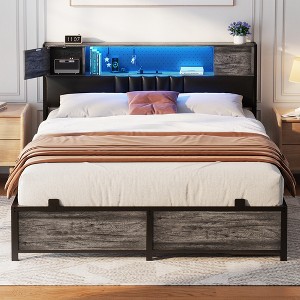Aheaplus Bed Frame with LED Light and Charging Station - 1 of 4