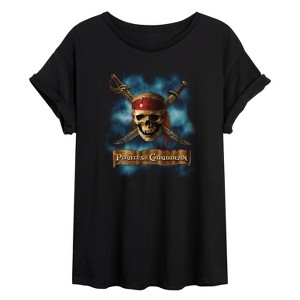 Women's - Disney - Skull And Crossbones Oversized Graphic T-Shirt - 1 of 4