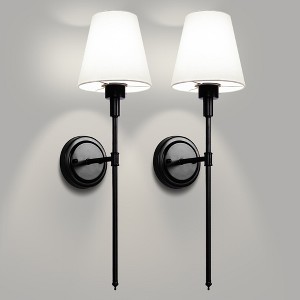 YANSUN 6 in. 1-Light Black Wall Sconce Wireless with Remote Control Dimmable Rechargeable Wall Light (2-Pack) - 1 of 1