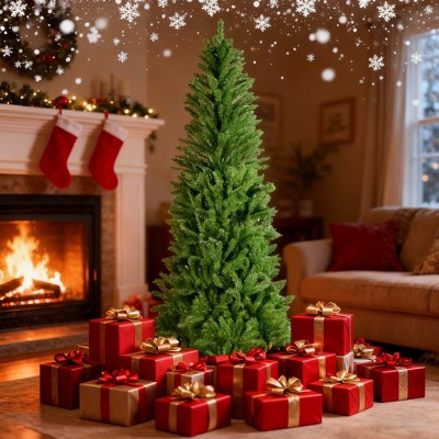 6FT Classic Pencil Christmas Tree is an 72-inch classic pencil-shaped Christmas tree suitable for both Halloween and Christmas.