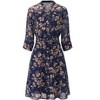 Hobemty Women's V-Neck 3/4 Sleeve Tie Waist Button-Down Floral Chiffon Dress - 2 of 4