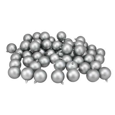 Northlight 60ct Shatterproof Matte Christmas Ball Ornament Set 2.5" - Gray