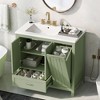 Whisen 36" Bathroom Vanity with Sink, Rustic Bathroom Cabinet with Doors, Big Drawer and One Flip Drawer - Grass Green - 2 of 4