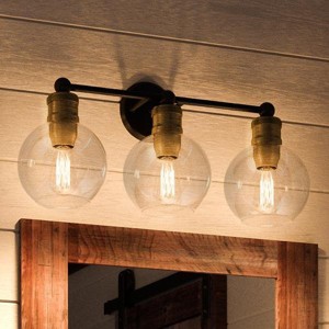 Urban Ambiance Luxury Vintage Industrial Bath Fixture,  10-7/8"H x 24-1/2"W,  Olde Bronze Finish, UHP2502 - 1 of 4