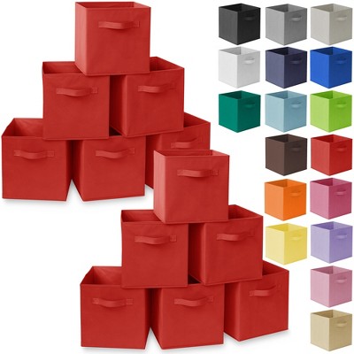 Casafield Set of 12 Collapsible Fabric Storage Cube Bins, Foldable Cloth Baskets for Shelves and Cubby Organizers