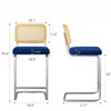 FONTOI Counter and Bar Stools, 2PCS Velvet Counter Height Chairs with Rattan Back, 26 inch Stools Armless Bar Chairs, Blue, 18.9"*17.7"*39.4" - 2 of 4