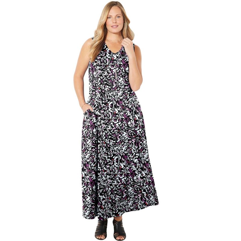 Catherines Women's Plus Size Morning to Midnight Maxi Dress (With Pockets), 1 of 2