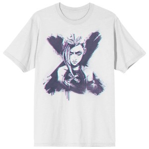 Arcane League Of Legends Jinx Adult White Crew Neck Short Sleeve T-shirt - 1 of 4