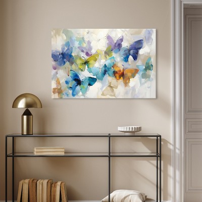Large Multicolor Canvas Butterfly Wall Art, 36" x 24"