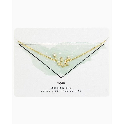 SHINE by Sterling Forever Delicate CZ Constellation Pendant Necklace Gold Aquarius
