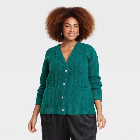 Women's Cardigan Sweater - A New Day™ Green Xxl : Target