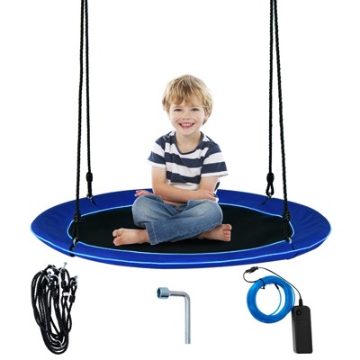 Infans 40" Saucer Tree Swing 660 LBS for Kids Adults Outdoor w/LED Lights Blue