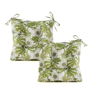 ARTPLANT Outdoor Seat Cushion Pads,Set of 2,19"x19"x4",Square Tufted Outdoor Wicker Dining Chair Cushions for Patio Furniture with Ties,Floral - 1 of 3