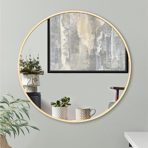 Americanflat - 31x31 Framed Gold Round Mirror Circle Mirror for Bathroom, Bedroom, Entryway, Living Room - 1 of 4