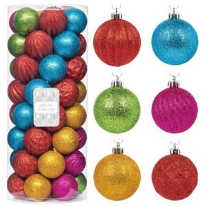 Every Day is Christmas Round 50ct 2.24"/57mm Shatterproof Christmas Tree Ornaments Set, Christmas Tree Balls Decoration - 1 of 4