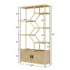 NicBex 75.60" 7-Tier Rattan Bookshelf with Storage Cabinet Bookcases for Living Room Home Office, Yellow - 3 of 4