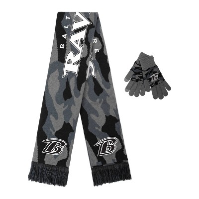 NFL Baltimore Ravens Black Camo Knit Glove & Scarf Set