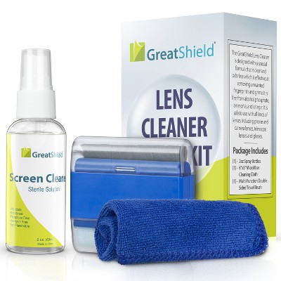 GreatShield Screen Cleaner For TV And Computer, Laptop Monitors Screen Cleaner, Microfiber Cloth + 2 Sided Brush + Non-Streak Solution Spray