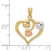 Black Bow Jewelry 14k Yellow & Rose Gold with White Rhodium Three Hearts Pendant, 19mm - 4 of 4