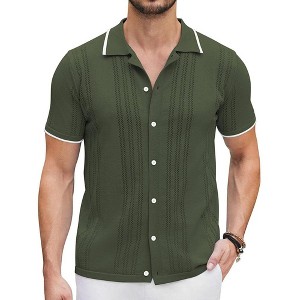 COOFANDY Men's Knit Shits Shot Sleeve Button Down Polo Shirt Fashion Casual Summer Beach Shirts Apricot Xl%2f %2fa 1003642359