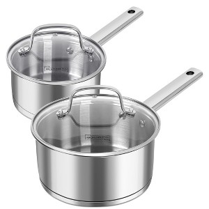 Michelangelo 2pc Stainless Steel Saucepan Set with Lid 1Qt & 2Qt - 1 of 1