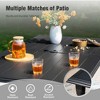 Captiva Designs 7 Pc Patio Outdoor Dining Set with Slat Tabletop Rectangular Table & Gray Textilene Fixed Chairs - 3 of 4