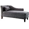 Modern Contemporary 1pc Chaise Gray Linen Like Fabric Nailhead Trim Living Room Bench Pillow - 2 of 4