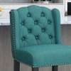 Kumasinova Counter Height Bar Stools Set of 2, Button-Tufted Diamond Stitch Wingback Stools, Counter Stools with Rubberwood Legs & Nailhead Accents - 2 of 4