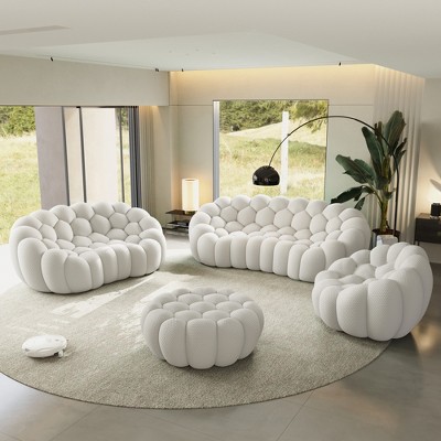WJSHome Bubble Sofa Curved Couch Set, Breathable Mesh Fabric Bean Bag Sofa ( 1 Seater, 2 Seater, 3 Seater, Ottoman)