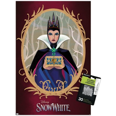 Trends International Disney Snow White: Live Action - Illustrated Evil Queen Unframed Wall Poster Print Clear Push Pins Bundle 14.725" x 22.375"