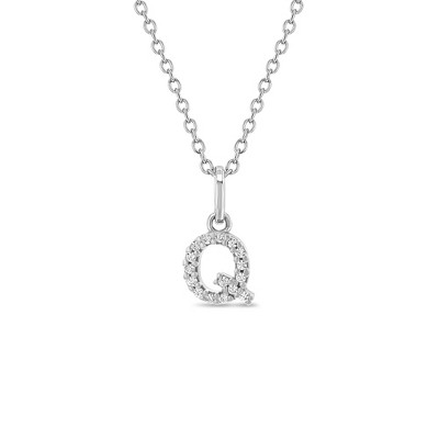 Girls' Cubic Zirconia Letter Sterling Silver Necklace - In Season Jewelry