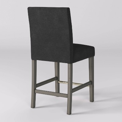 Laura Dark Gray Upholstered Counter Height Barstool with Wood Legs