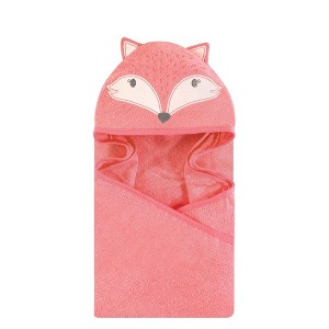Hudson Baby Infant Girl Cotton Animal Face Hooded Towel, Miss Fox, One Size - 1 of 1
