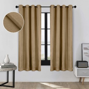 Classic Linen Design Room Darkening Semi-Blackout Curtains, Set of 2 by Blue Nile Mills - 1 of 4